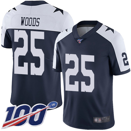 Men Dallas Cowboys Limited Navy Blue Xavier Woods Alternate 25 100th Season Vapor Untouchable Throwback NFL Jersey